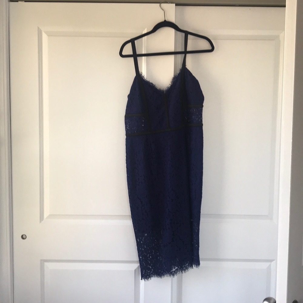 Express Blue & Black Midi lace dress Sz 12
